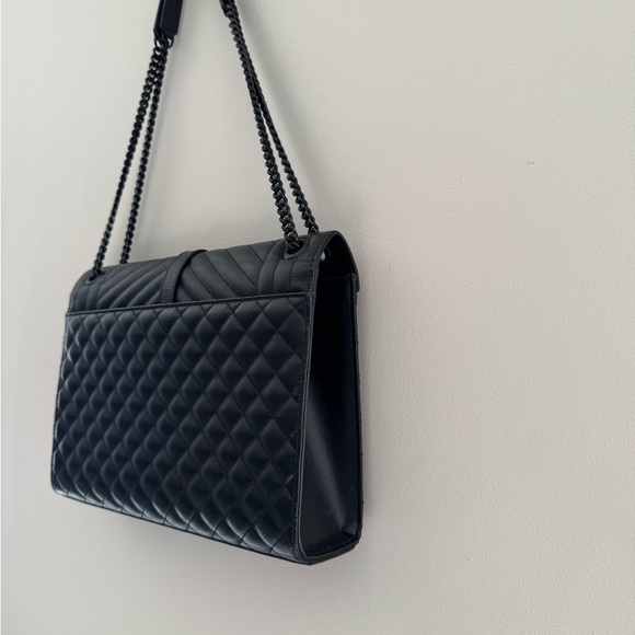 YSL Triquilt Large Envelope Bag Noir - Picture 10 of 11